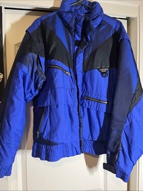 Mountain Goat Men's Royal Blue and Black Insulated Puffer Jacket